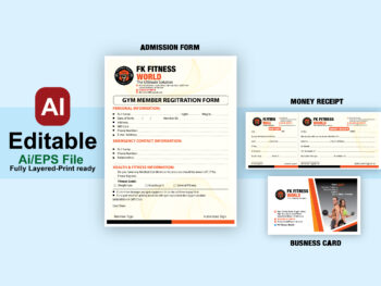 fitness admission form-many receipt-business desgin