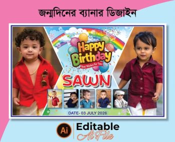 জন্মদিনের ব্যানার ডিজাইন/Happ Birthday